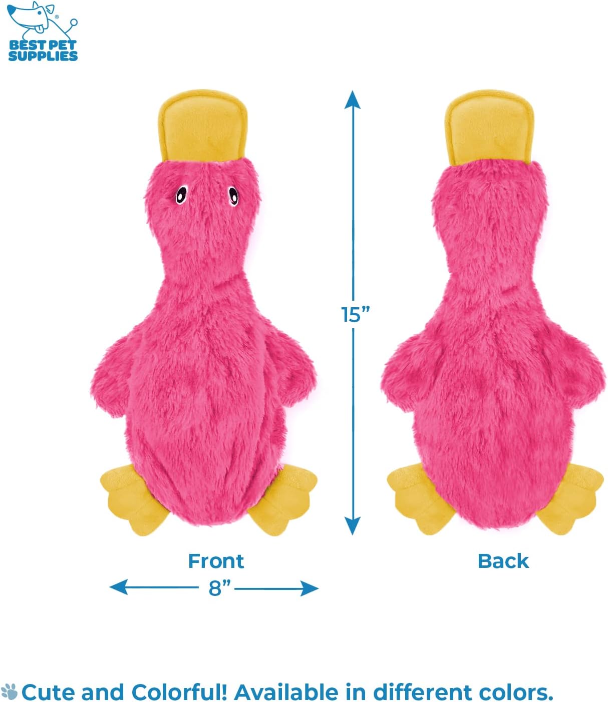 Best Pet Supplies Interactive Squeaky Dog Chew Toy, Ideal Dog Toys for Chewers, Small, Medium & Large Dogs, and Fetch Lovers - Crinkle Duck (Light Pink), Large