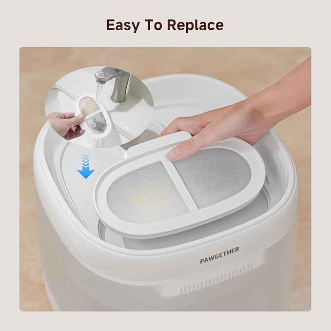 PAWGETHER® 4 Pcs Cat Water Fountain Filter Compatible with 67oz / 2L Dog Water Fountain P3/P3s/P3SU Pet Water Fountain Replacement Filter