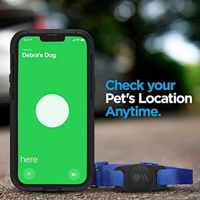 Case-Mate Airtag Dog Collar Holder - Durable, Water Resistant, Lightweight, and Protective Airtag Holder Tag - Easy to Insert Pet Collar Air Tag Loop - Compatible with Cat / Dog Collars - Black
