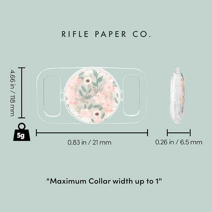 Rifle Paper Co. Airtag Dog Collar Holder - Waterproof Airtag Case - Unique Floral Design - Compatible with Cat/Dog Collars - Wild Flowers