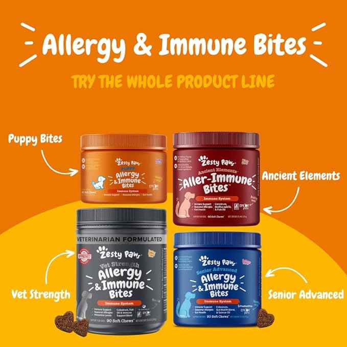 Zesty Paws Dog Allergy Relief Chews, Dog Probiotics for Itchy Skin and Ears, Lamb, 50ct (Pack of 2)