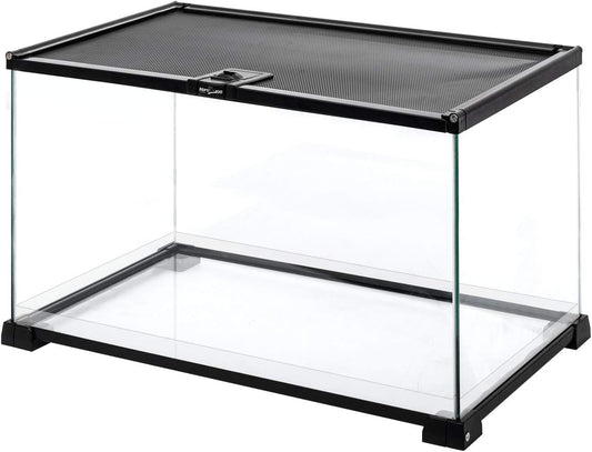 REPTI ZOO Full Glass 15 Gallon Reptile Tank, Medium Reptile Terrarium for Gecko Hermit Crab Hognose Snake etc, Top Screen Ventilation & Feeding - FurryFun
