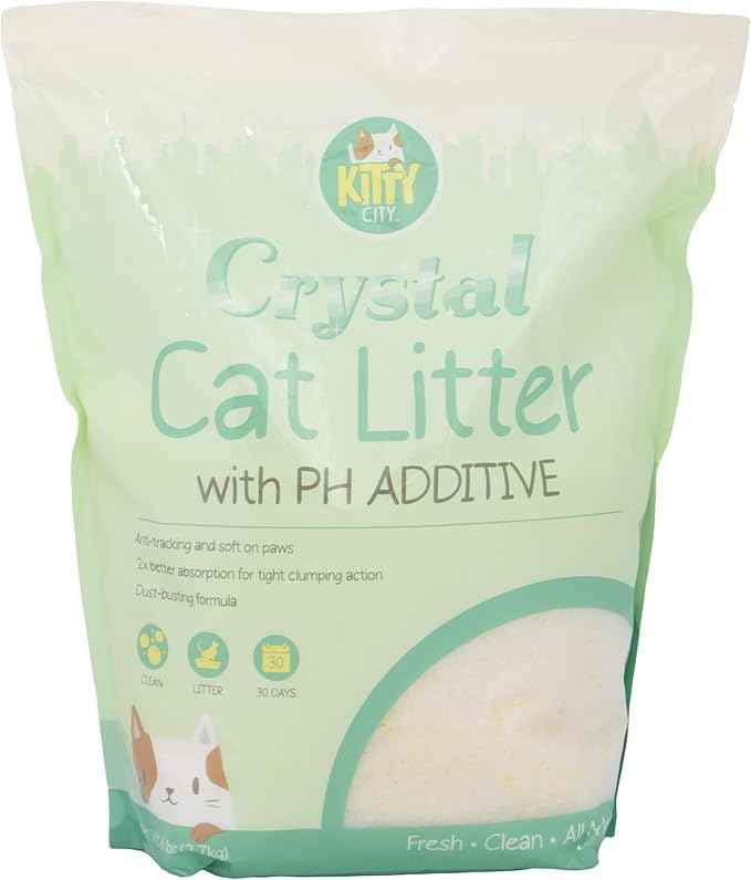 Kitty City pH Detecting Crystal Cat Litter, Silica Gel Crystals for Odor Control, Low Dust & Unscented, Health Monitoring Cat Litter, 6 lb