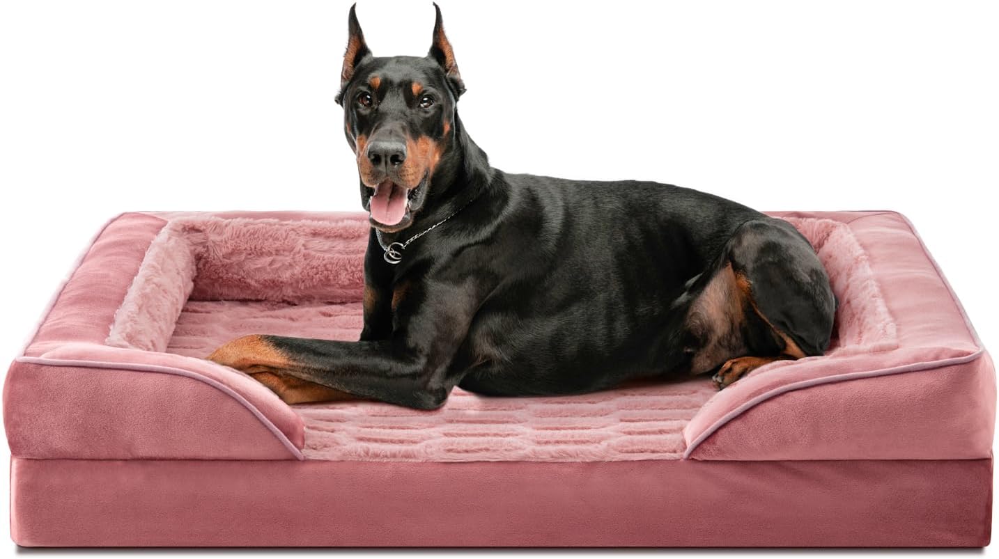 FURTIME Orthopedic Dog Bed for Extra Large Dogs - XL Waterproof Dog Sofa Bed, Ultra Comfy Supportive Foam Pet Bed with Removable Washable Cover, Jumbo Dog Bed with Nonskid Bottom