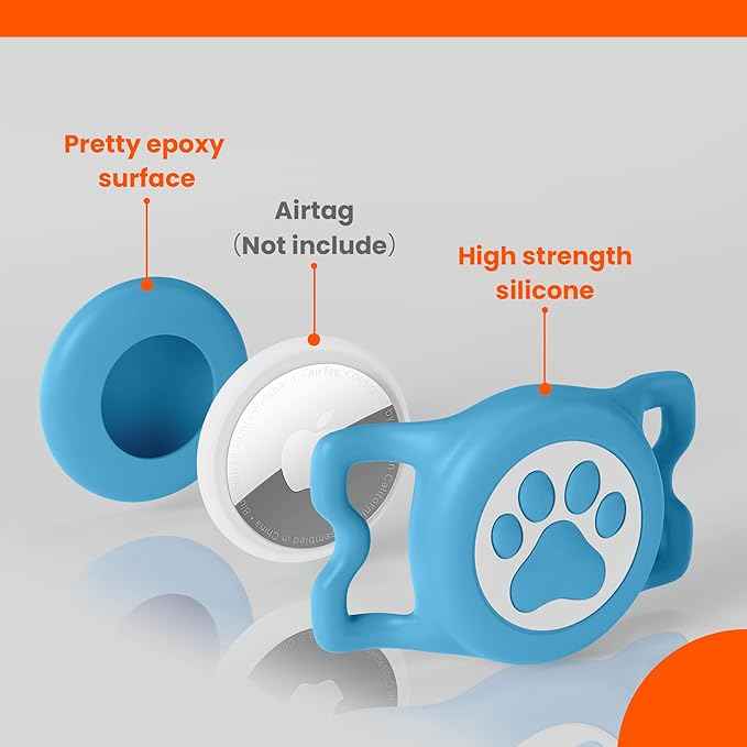 IP68 Waterproof for AirTag Dog Collar Holder, Silicone Dog Air tag Holder for Apple AirTag (Blue&Purple)