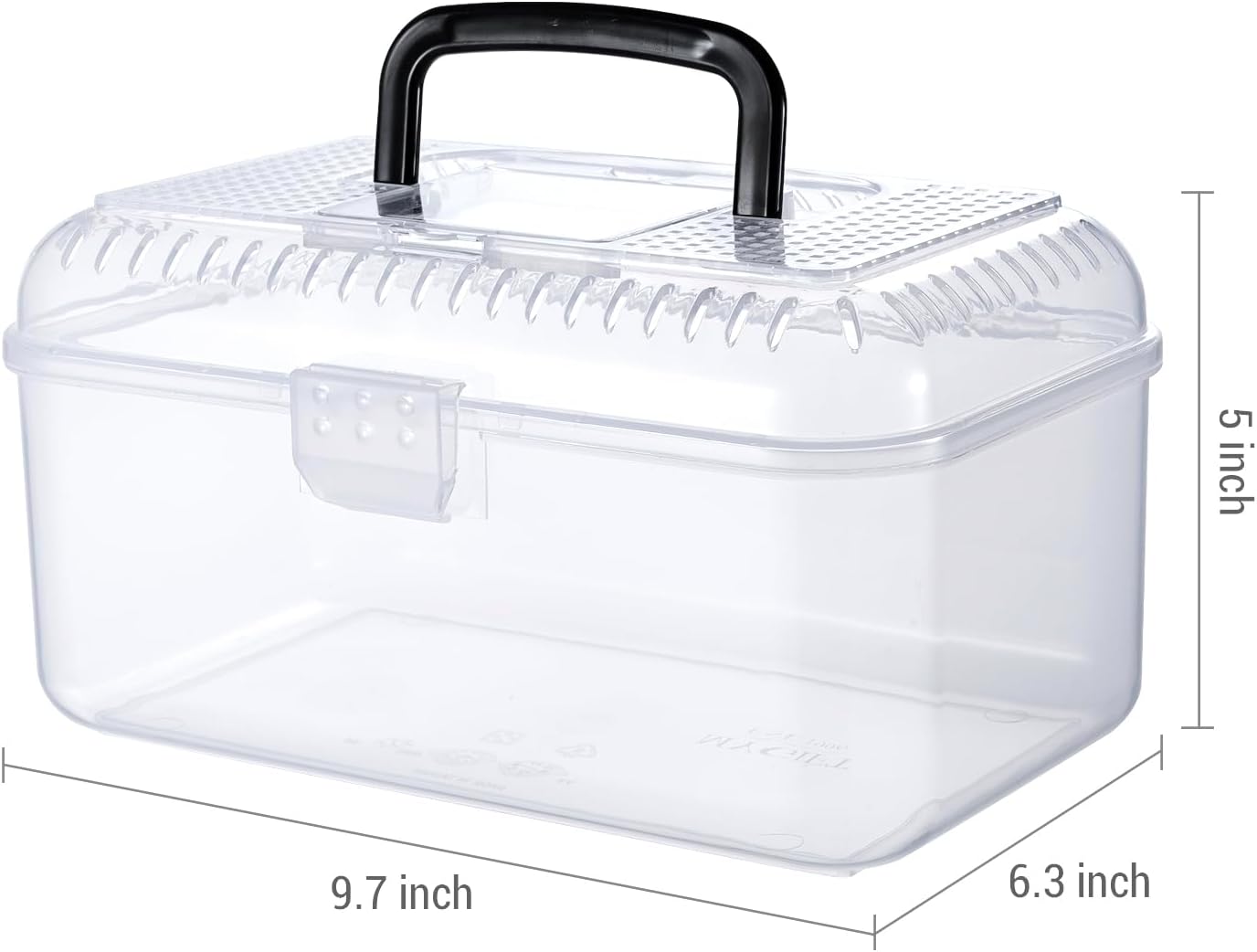 MyGift 9.5 x 6 Inch Clear Portable Insect Reptile Terrarium Tank with Black Carrying Handle, Transparent Travel Carrier for Insects Arachnids Amphibians Small Reptiles - FurryFun