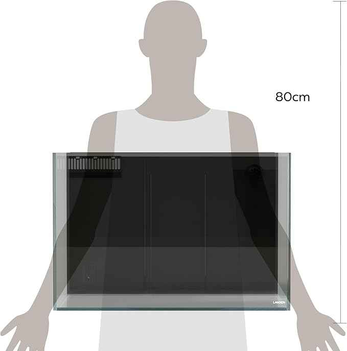 Landen 60P 26.23 Gallon Ultra Clear All Glass Rimless Low Iron Aquarium Tank with Rear Filtration Chamber for Salt and Fresh (Return Pump Included) 23.6Wx17.7Dx15.8H in(60x45x40cm) 8mm Thickness