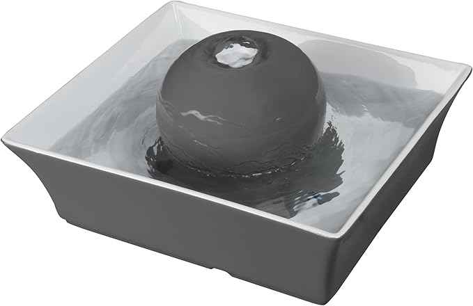 PetSafe Drinkwell Ceramic Pet Water Fountain - Quiet Automatic 70oz Dispenser for Cats & Dogs with Filters - Dishwasher Safe Square Design