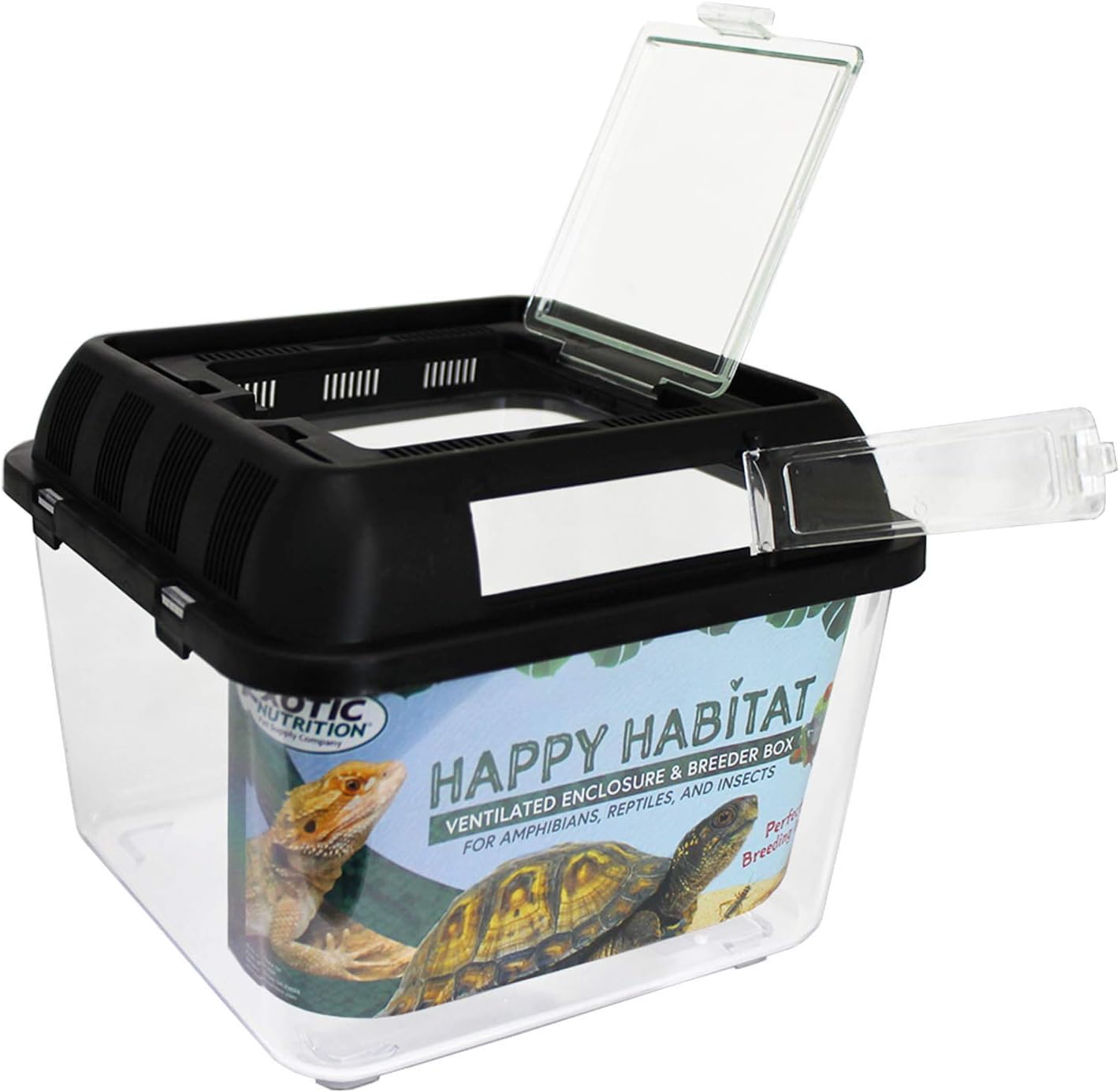 Happy Habitat (Standard) - Ventilated Enclosure & Breeder Box - for Live Feeder Insects, Reptiles, Amphibians & Other Small Pets - Durable Plastic Portable Terrarium - FurryFun