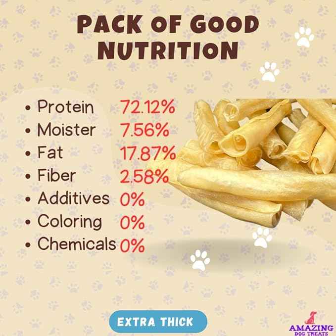 Amazing Dog Treats - Large Collagen Stick - 6 Inch, 100 Count - Beef Cheek Rolls for Dogs - Pure No Hide Bones