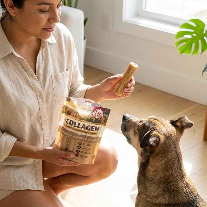 Wild Eats Venison Flavor Collagen Retriever Style Cheek Rolls 5" Dog Chews-4 Pack (Long Lasting Dog Chews Treats & Bones for Medium Dogs) Substitute for Pig Ears for Dogs