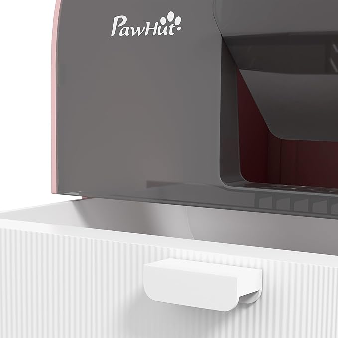 PawHut Cat Litter Box with Lid, Covered Litter Box for Indoor Cats with Tray, Scoop, Mat, Filter, 17" x 17" x 18.5", Pink