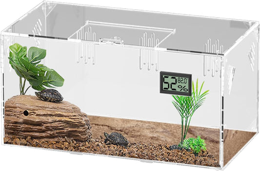 Acrylic Tarantula Enclosure, Reptile Terrarium Breeding Tank w/Temperature Hygrometer,Habitat Reptiles Feeding Box Isopod Terrarium Cage for Insect Lizard Home Office (Reptile-Tank-L(No Tray)) - FurryFun
