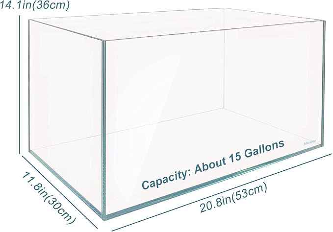 Ultra Clear Rimless Aquarium Tank 2-22 gallons Low Iron Glass (15Gal)