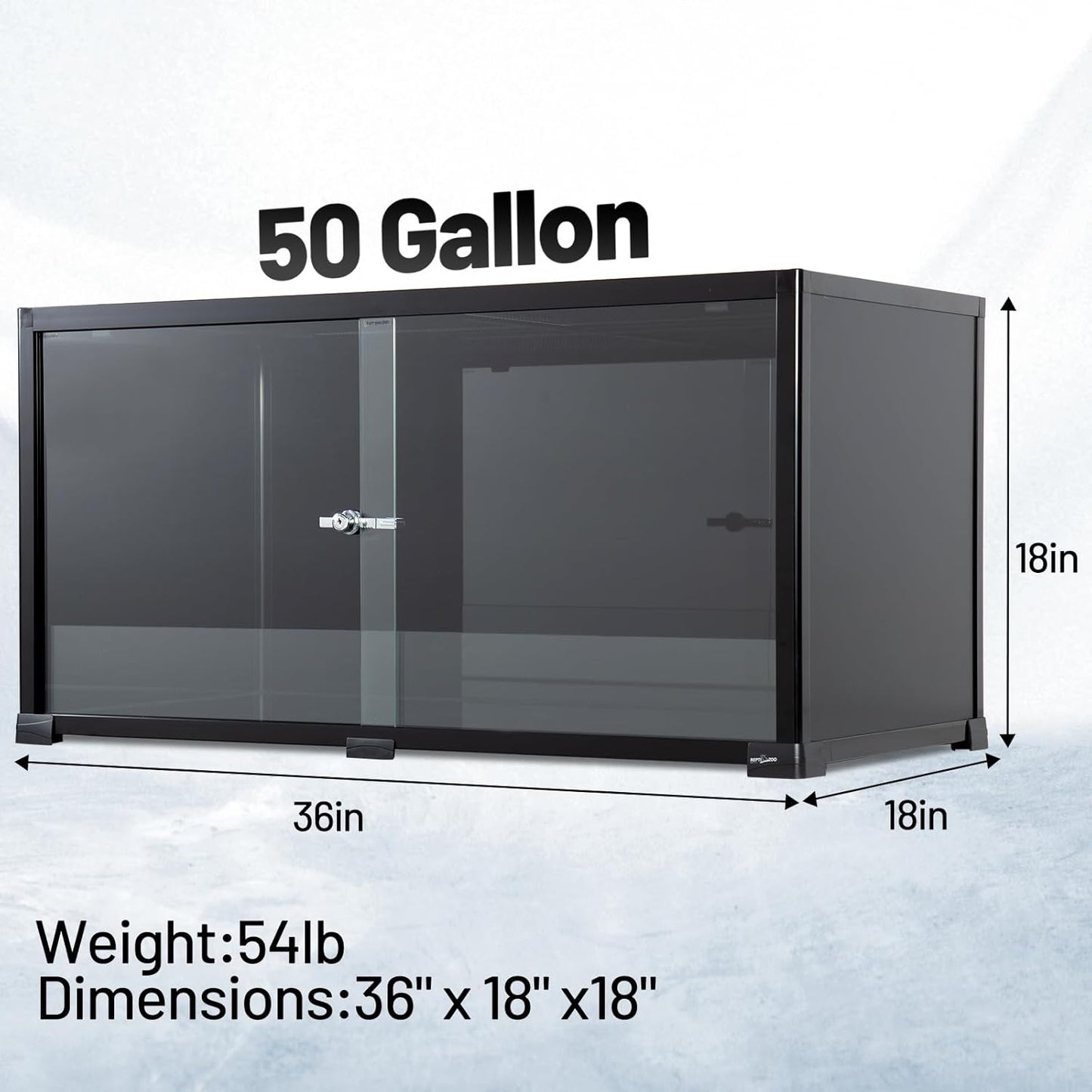 REPTI ZOO 50 Gallon Reptile Tank, 36" X 18" X 18" Reptile Terrarium, Black-Tinted ECO Glass Enclosure with Sliding Door & Mesh Top, Secure & Low-Stress Habitat for Bearded Dragon, Gecko, Snake, Lizard - FurryFun