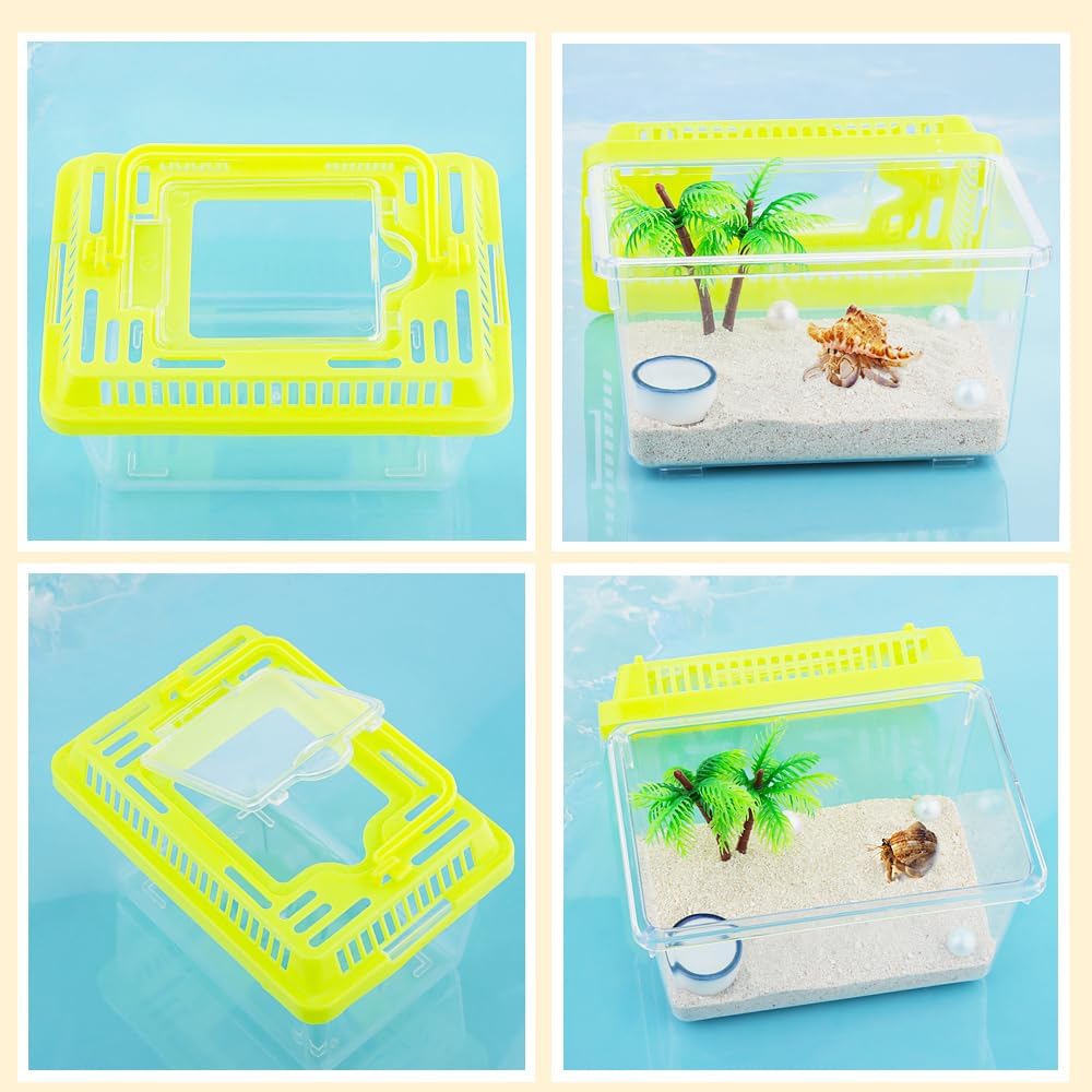 20 Pack Small Plastic Reptile Carrier Tarantula Enclosure Snake Breeding Box Hatching Container for Spider Fish Turtle Hermit Crab Bearded Dragon Lizard (5.1 x 3.5 x 3.5 Inch) - FurryFun