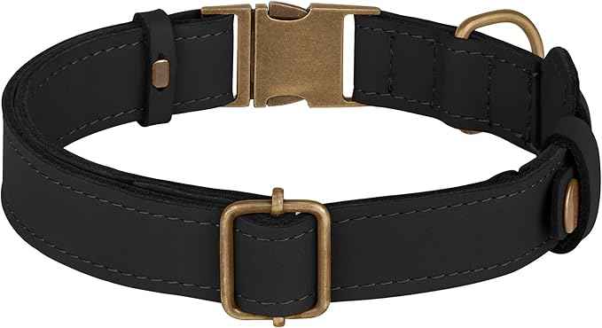 AirTag Dog Collar - Genuine Leather Dog Collar with Apple AirTag Holder and Metal Buckle - Smart GPS Tracking Pet Collars (Smoky Blue, S, 12"-15" Neck Fit) (Black, XS, 9"-12" Neck Fit)
