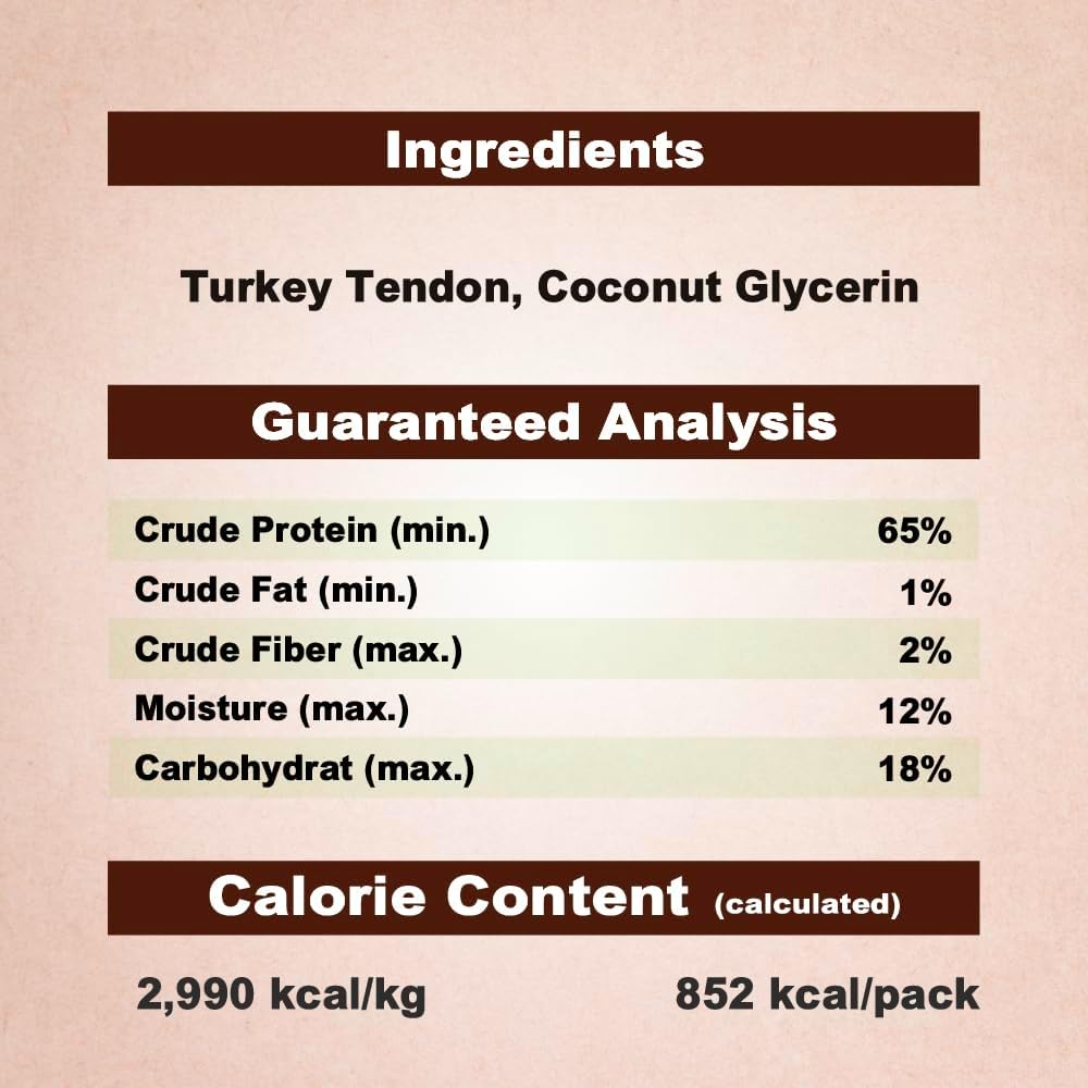 AFreschi Turkey Tendons for Dogs, USA-Sourced, Healthy Dog Treats, Rawhide-Free Puppy Chews, Long Lasting, All Natural, Hypoallergenic Dog Treats for Small Breeds, 10 oz Pack Strips
