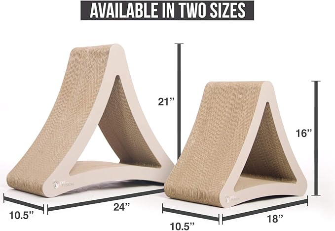 PetFusion 3-Sided Vertical Scratch Play & Perch Cat Scratching Post, 24" x 10.5" x 21.1", Multiple Angle Cat Scratching Pad; 6 Usable Sides, 100% Recyclable Cardboard Lounge
