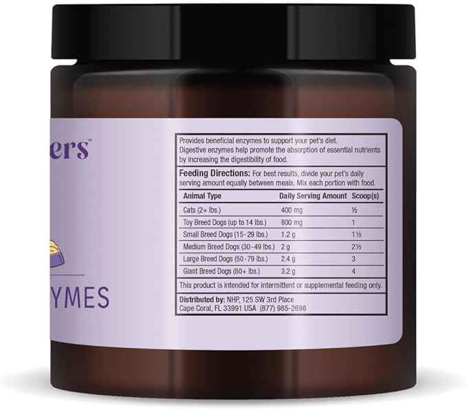 Bark & Whiskers Digestive Enzymes - Supports Kibble Digestion - Veterinarian Formulated - for Dogs & Cats - Non-GMO - 4.23 oz (120 g) - 150 Scoops