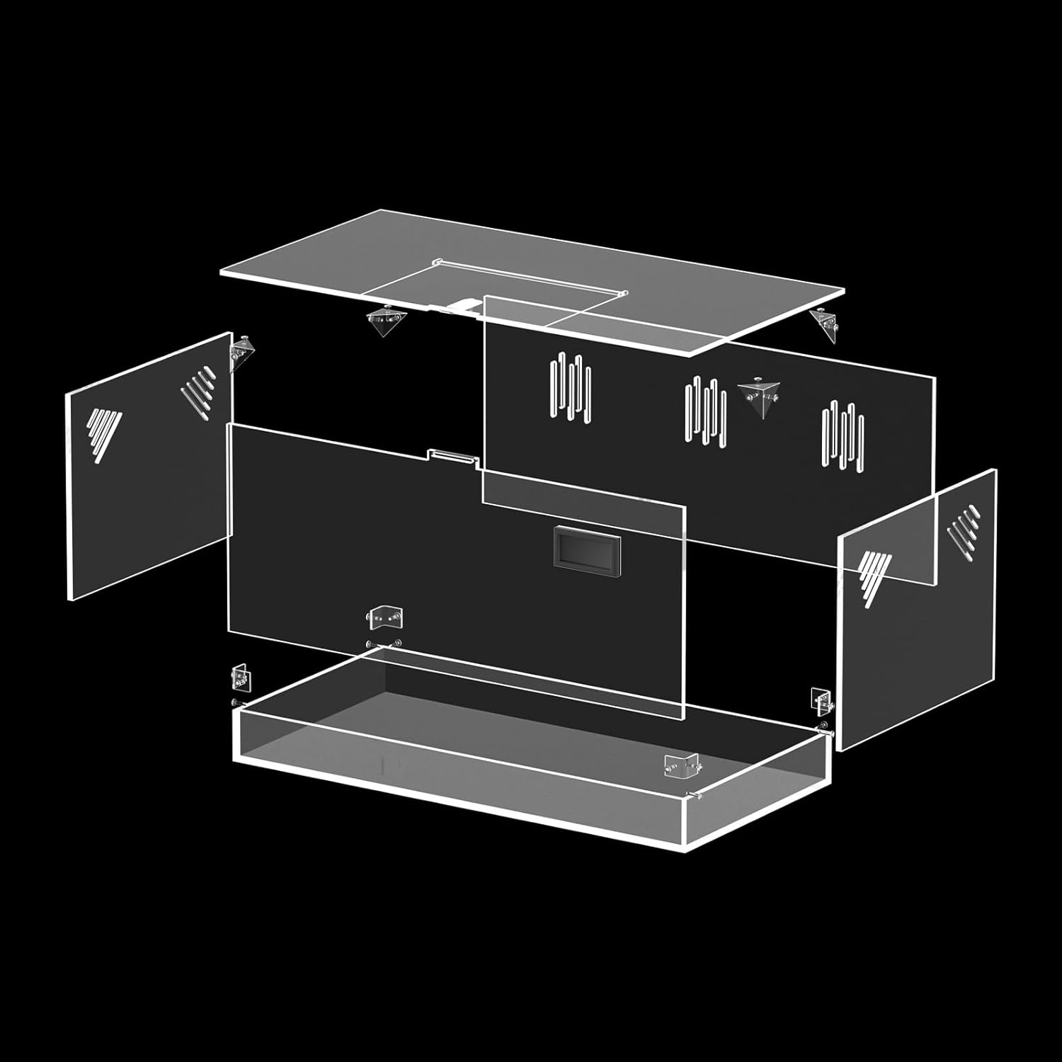 Acrylic Tarantula Enclosure, Reptile Terrarium Breeding Tank w/Temperature Hygrometer,Habitat Reptiles Feeding Box Isopod Terrarium Cage for Insect Lizard Home Office (Reptile-Tank-L(Tray)) - FurryFun
