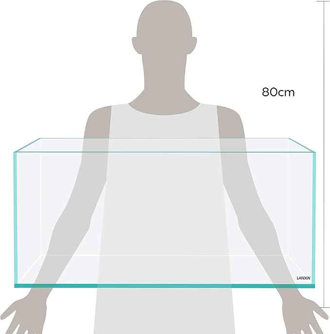 LANDEN 75S 22.1 Gal Shallow Tank, Shallow Fish Tank, Rimless Low Iron Tank, Bookshelf Aquarium W29.5×D17.7×H11 in(75x45x28cm); 8mm Thickness Aquascape Fish Tank, Black Leveling Mat Included