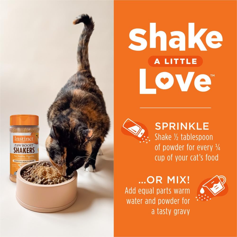 Instinct Raw Boost Shakers, Freeze-Dried Powder, Cat Food Topper - Digestive Health, 5.5 oz. Bottle