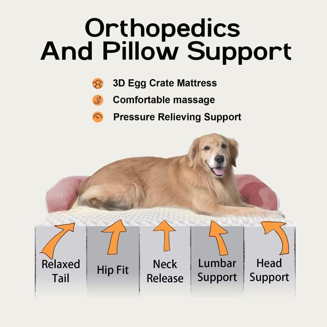 Small Dog Bed Waterproof Orthopedic Dog Beds for Medium Sized Dogs Comfy Pet Cat Bed with Sides, Washable Removable Cover