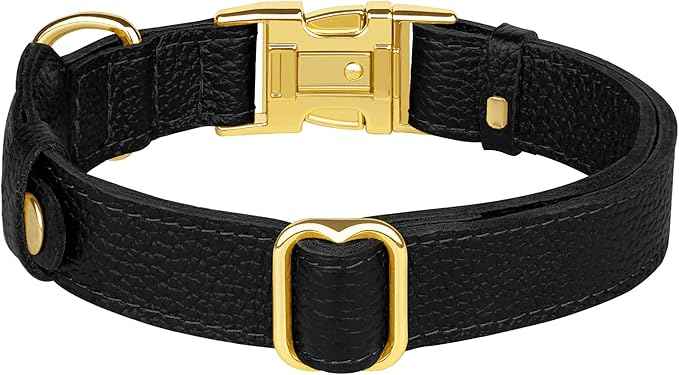 Leather Airtag Dog Collar - Soft Tracking Dog Collar with Apple AirTag Holder and Metal Buckle - Safety GPS Pet Collars for Small Medium Large Dogs Puppy Pink Red (Black, XL, 20"-25" Neck Fit)