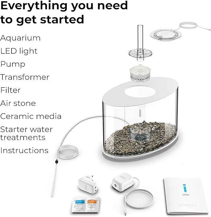 biOrb Loop 15 Acrylic 4-Gallon Aquarium with White LED Lights Modern Compact Tank for Tabletop or Desktop Display, White-Trimmed Tank