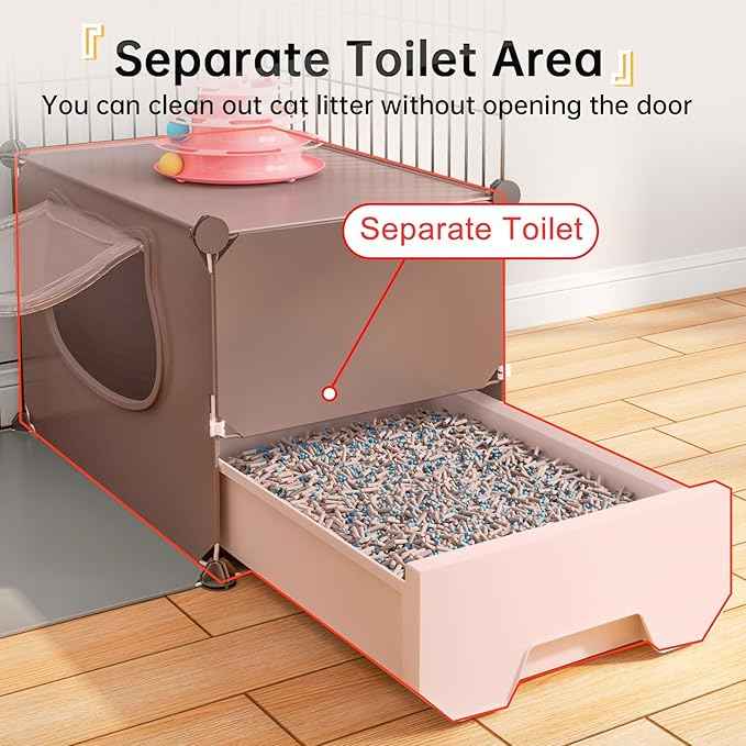 Oneluck Cat Cage with Litter Box,4-Tier DIY Enclosures Large Playpen Detachable Metal Wire Kennel Indoor Crate Large Exercise Place Ideal for 1-2 Cats (55.1" L x 17.8" W x 41.3" H)
