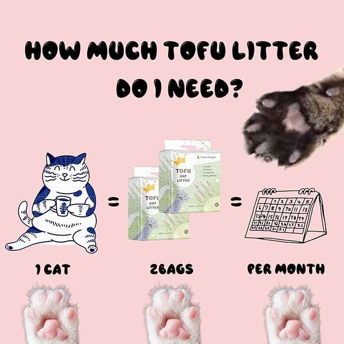 2pcs Pack (6L x 2) Tofu Cat Litter, Biodegradable, Clumping Kitty Litter, Flushable,Pea Fiber,Dust Free, Odor Control, Low Tracking, Lightweight
