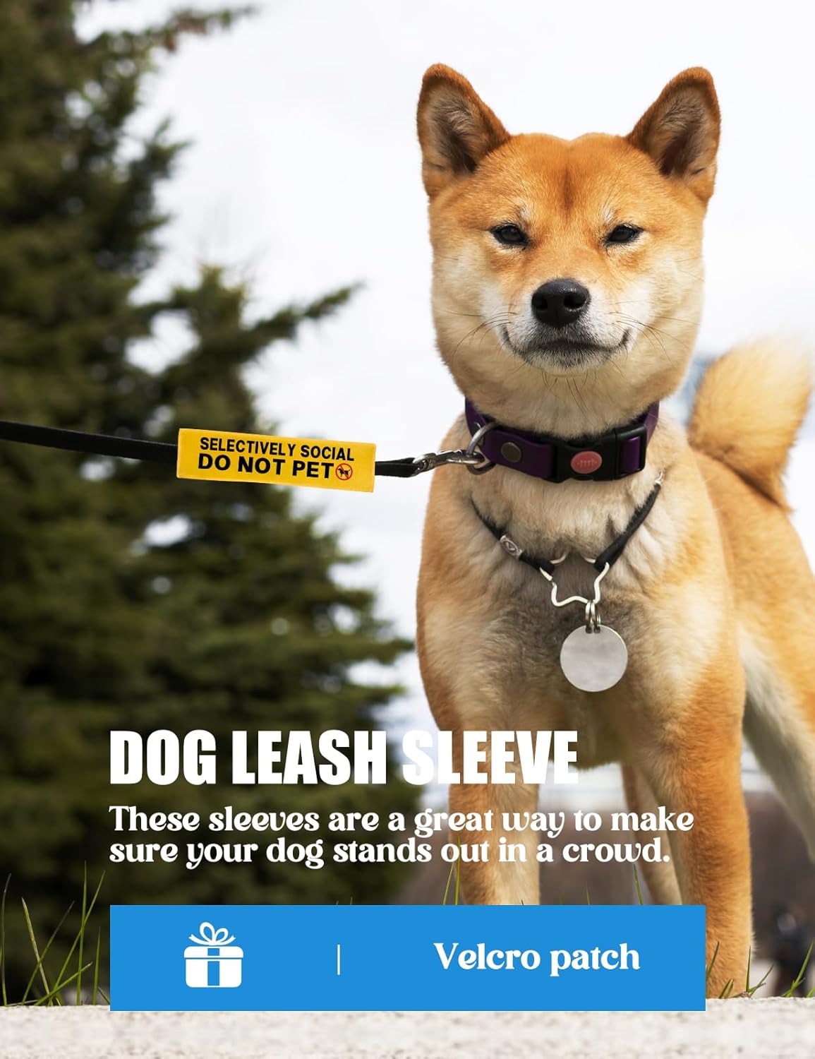 Selectively Social Do Not Pet Dog Leash Sleeve, Funny Yellow Dog Leash Wrap Alert Hanging ID Patch Tag, Do Not Pet Leash Sleeve Service Dog Leash Sleeve Pet Birthday Gifts for Dog Owners