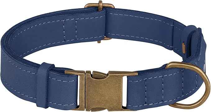AirTag Dog Collar - Genuine Leather Dog Collar with Apple AirTag Holder and Metal Buckle - Smart GPS Tracking Pet Collars (Smoky Blue, S, 12"-15" Neck Fit) (Smoky Blue, XS, 9"-12" Neck Fit)