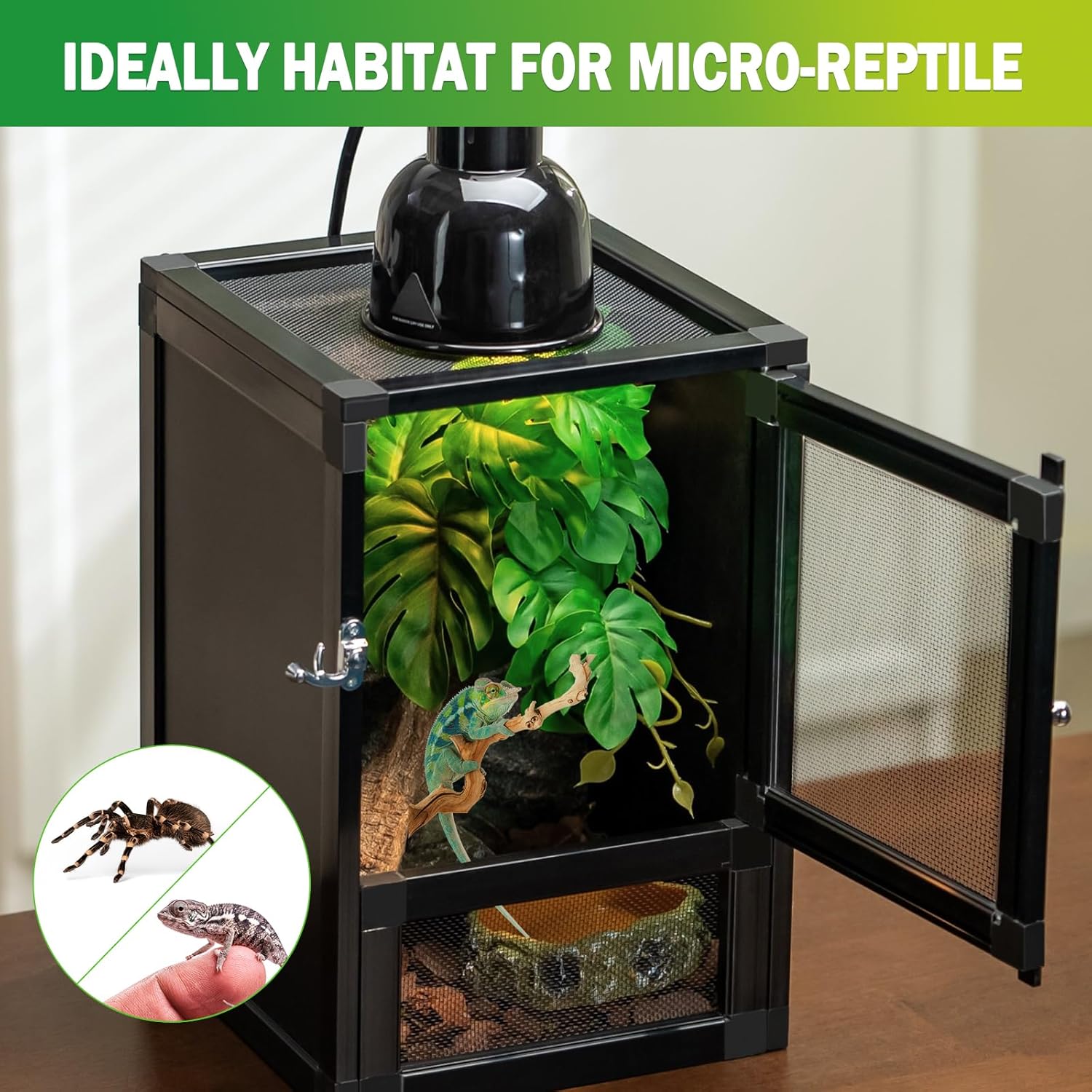 8" x 8" x 12" Reptile Terrarium 5-Pack, Small Hatching Cage with Screen & Acrylic Doors, Ventilated Habitat for Lizards, Frogs, Easy Assembly - FurryFun