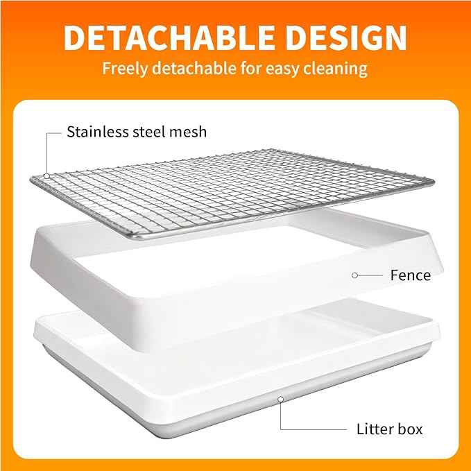 3 in 1 Rabbit Hay Feeder with Litter Box,Upgraded Metal Hay Rack & Litter Tray & Water Bowl,Quick Cleaning,Easy to Install,Bunny Supplies for Rabbit Guinea Pig Chinchilla Small Animals