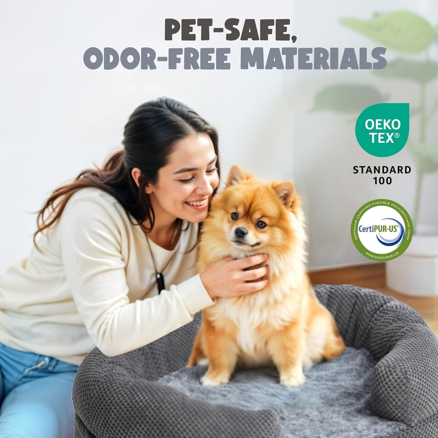 Orthopedic Dog Bed for Medium Dogs, 35" Oval Couch Bed with Sides and Soft Egg Crate Foam, Calming Washable Pet Bed with Anti-Slip Bottom, Durable Cuddler for Sleeping, Grey (35")