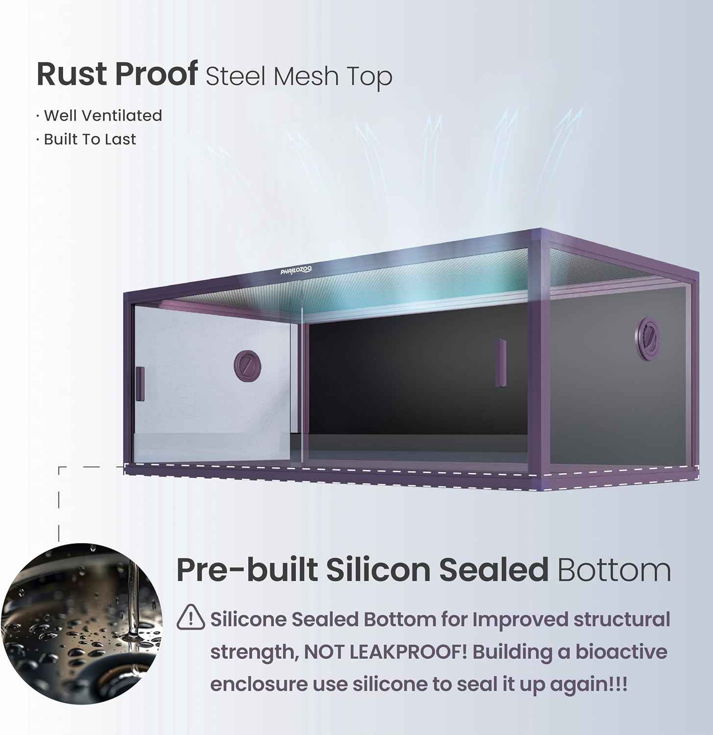 85 Gallon Reptile Tank, Front Opening Snake Tank for Easy Maintenance, Reptile Enclosure with Top Screen Ventilation 48''x24''x18''