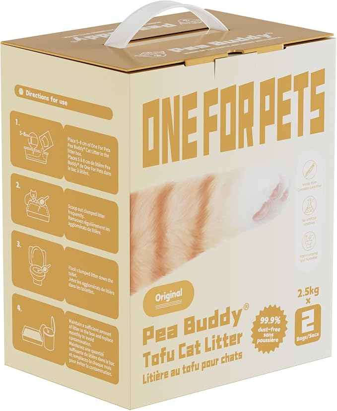 Pea Based Tofu Cat Litter, Dust Free Cat Litter, Low Tracking, and Natural Odor Control, Flushable (2 Bags, Original (Fragrance-Free))