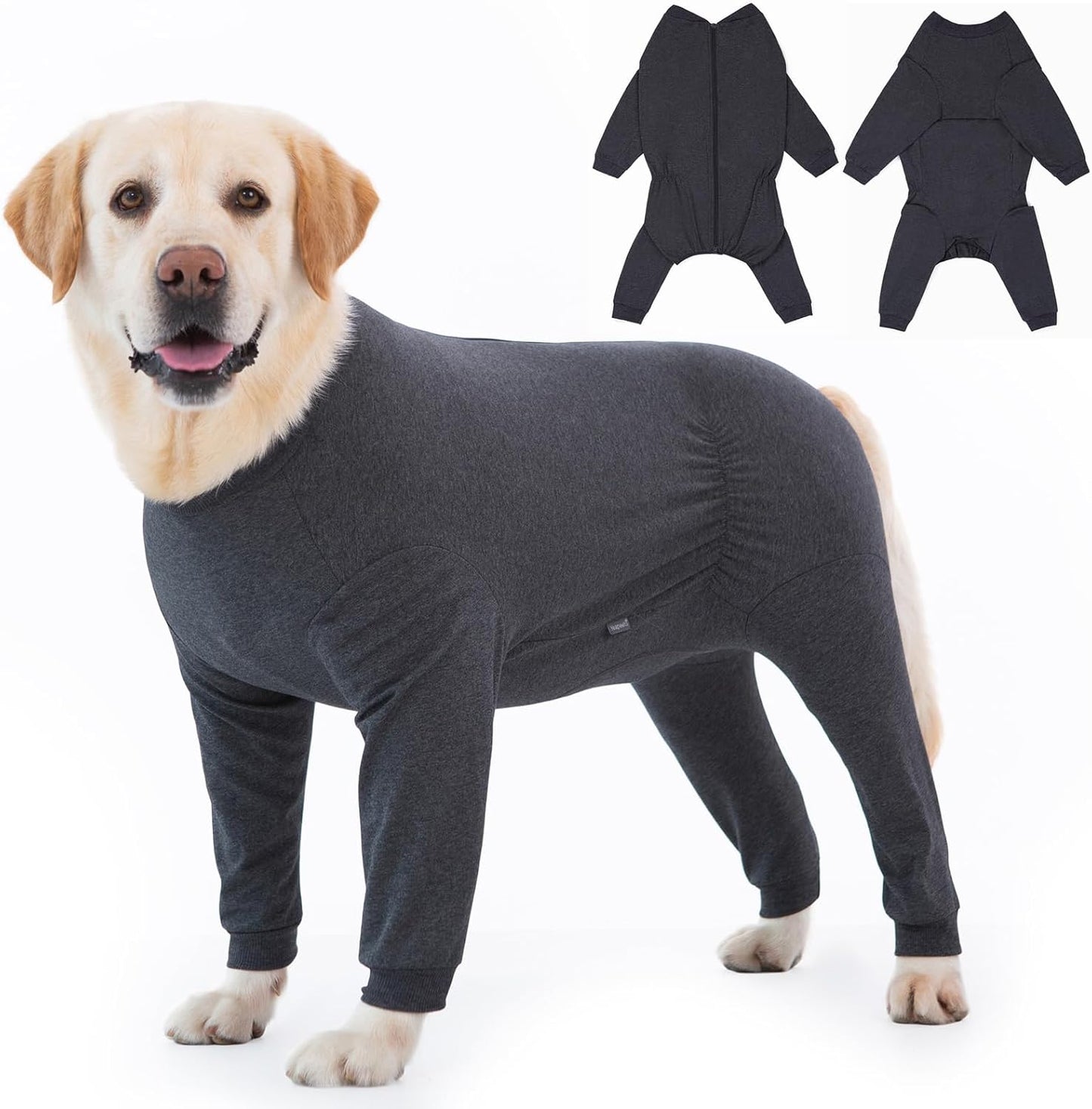Yeapeeto Dog Onesie Surgery Recovery Suit for Large Medium Bodysuit Dogs Pajamas PJS Full Body for Shedding, Prevent Licking, Wound Protection, Cone Alternative(3XL,Dark Grey)