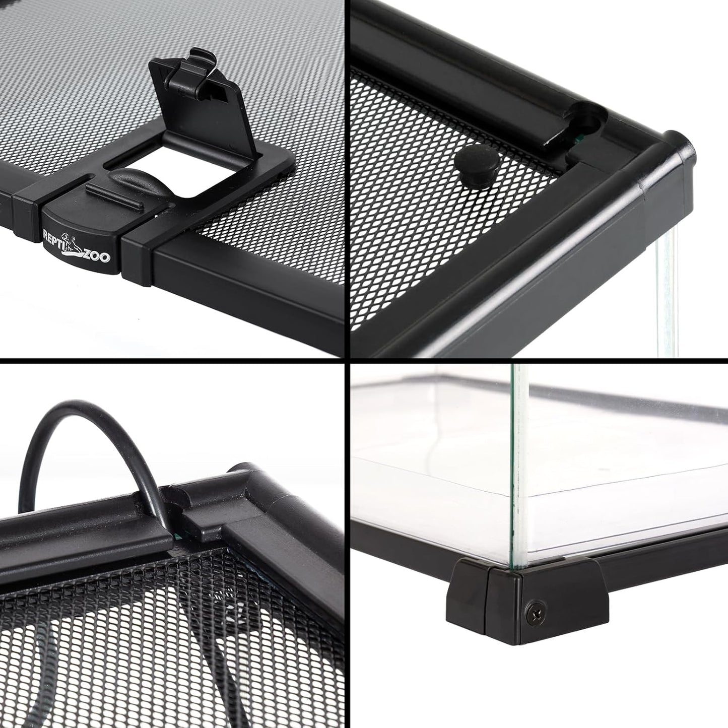 REPTI ZOO Full Glass 15 Gallon Reptile Tank, Medium Reptile Terrarium 24" X 12" X 12" for Gecko Hermit Crab Hognose Snake etc, Top Screen Ventilation & Feeding - FurryFun