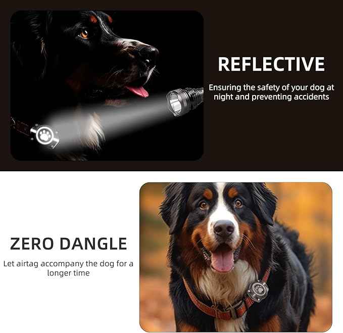 AirTag Dog Collar Holder, 100% Waterproof Air Tag Mount, Compatible with Apple Air Tag for Dogs & Cat Collars, Ultra-Durable Dog Collar AirTag Holder - Fits All Width Collars (Reflective,2 Pack)