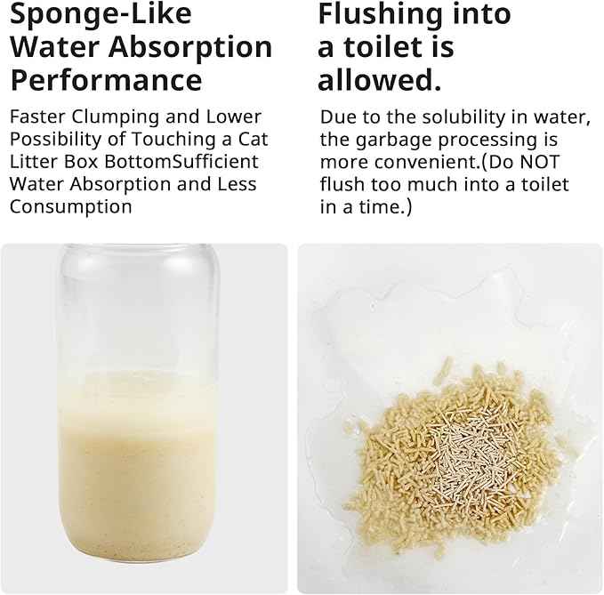 Tofu Cat Litter 11.2LB(5.6lb×2bag) Clumping, 100% Natural Raw Materials, Clumping,Flushable,Ultra Absorbent and Fast Drying,Solubility in Water,Really Dust-Free,Less Scattering