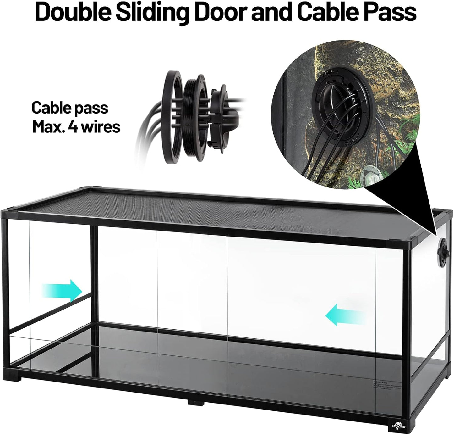 67 Gallon Reptile Tank, Glass Reptiles Terrarium 48" x 18" x 18", Sliding Door, Top Ventilation, Cable Pass, Humidify Hole, Large Reptile Cage Habitat for Bearded Dragon, Lizard, Snake, Gecko - FurryFun
