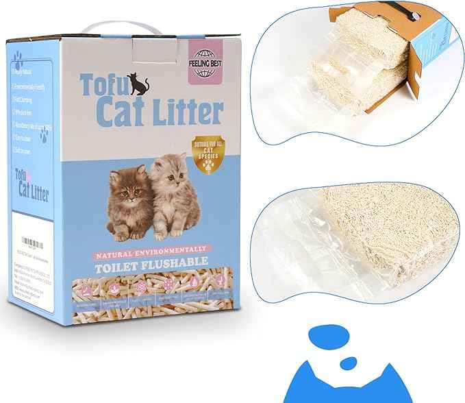 Tofu Cat Litter 11.2LB(5.6lb×2bag) Clumping, 100% Natural Raw Materials, Clumping,Flushable,Ultra Absorbent and Fast Drying,Solubility in Water,Really Dust-Free,Less Scattering