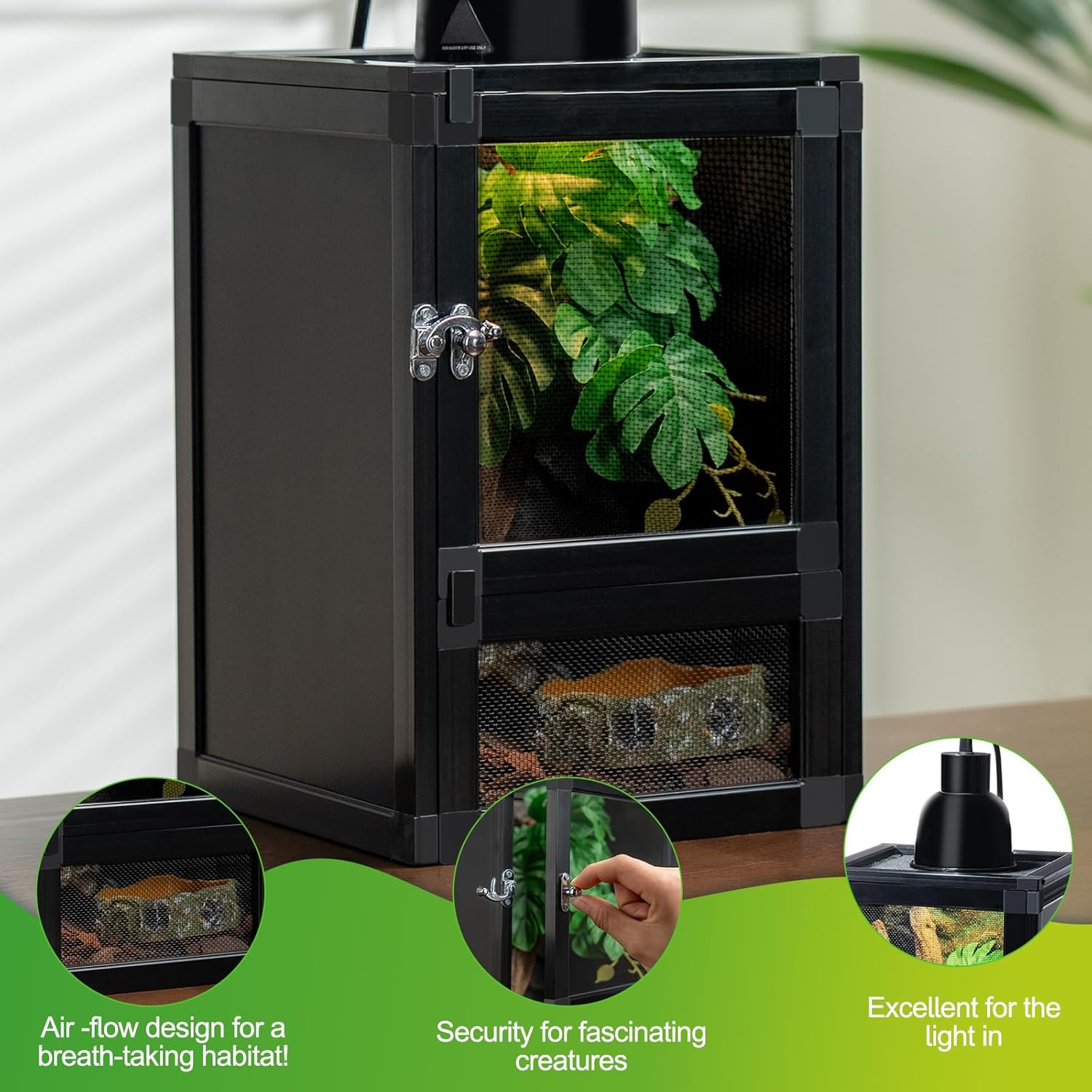 8" x 8" x 12" Reptile Terrarium 5-Pack, Small Hatching Cage with Screen & Acrylic Doors, Ventilated Habitat for Lizards, Frogs, Easy Assembly - FurryFun