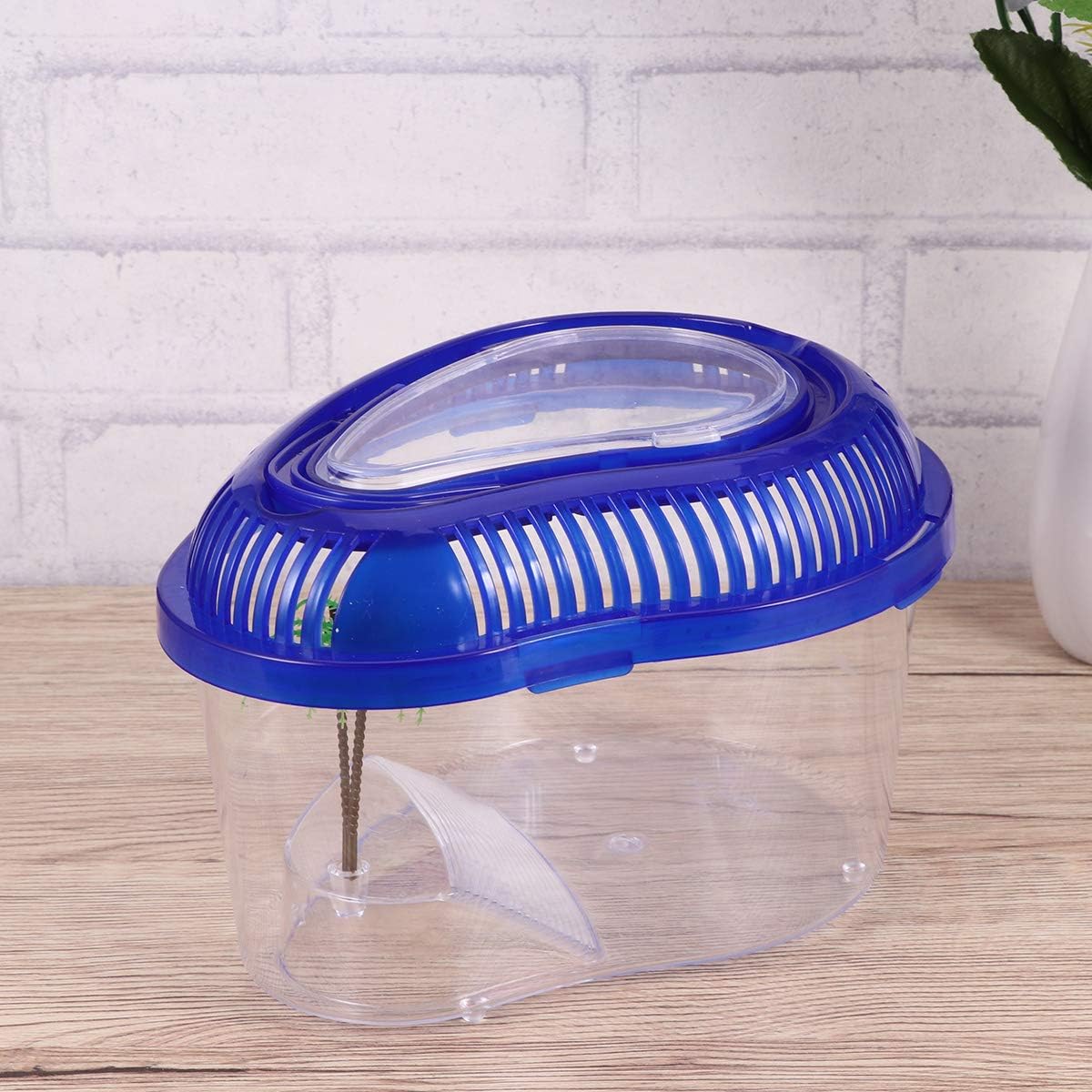 POPETPOP Reptile Carrier - Reptile Terrarium Habitat Small Turtle Tank, Turtle Container, Reptile Carrier with Cover and Handle - Above Tank Basking for Mini Pet Houses(Small) - FurryFun