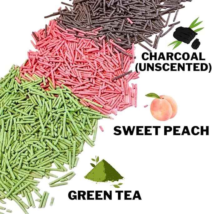 Pea Based Cat Litter, Dust Free Cat Litter, Low Tracking, and Natural Odor Control, Scented and Unscented (4 Pack (1 Case), Green Tea)