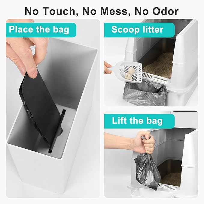 Stainless Steel Litter Box with Lid, XL Extra Large Metal Cat Litter Boxes for Big Cats Enclosed, Easy to Scoop with Scoop Set, High Sides Enclosure Anti-Urine Leakage Non-Sticky