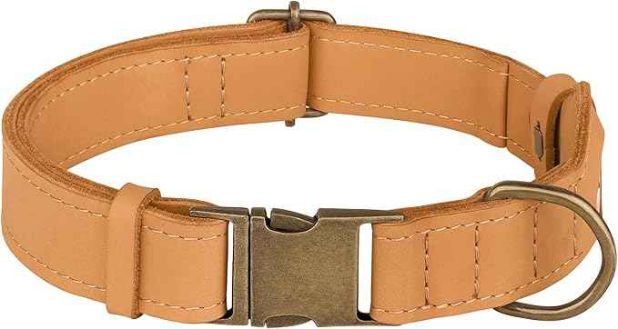 AirTag Dog Collar - Genuine Leather Dog Collar with Apple AirTag Holder and Metal Buckle - Smart GPS Tracking Pet Collars (Light Brown, XS, 9"-12" Neck Fit)